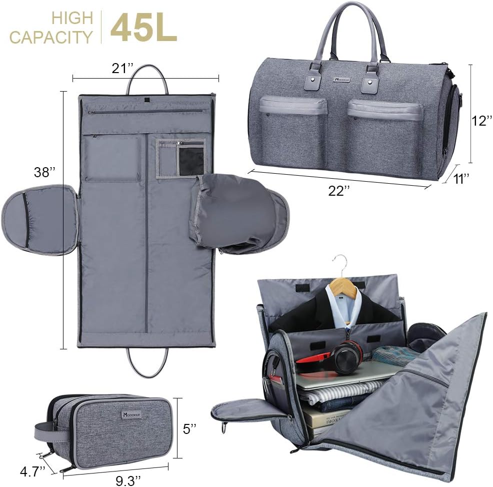 Garment Bags for Travel, 45L Carry on Convertible Garment Duffle bag
