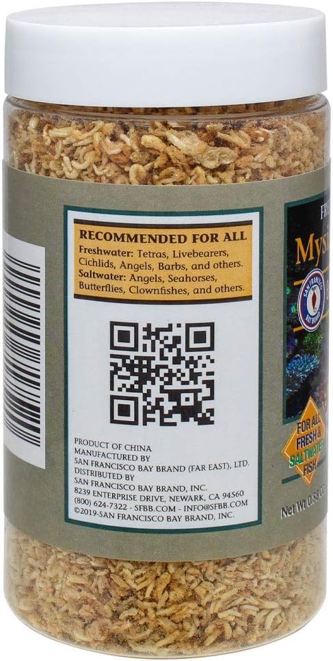 San Francisco Bay Brand Freeze-Dried Mysis Shrimp - Premium Fish Food for Live Fish, Shrimp Food