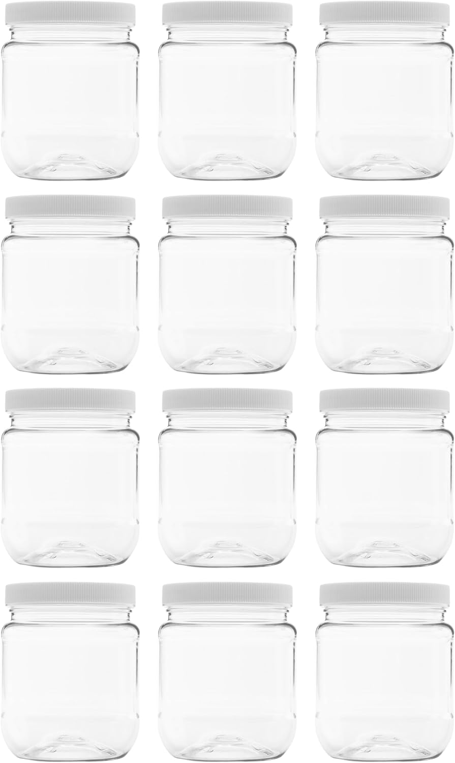 1 Pack - 128 oz (1 Gallon) Plastic Storage Jars with 110-400 Leak Proof Black Lids, Food Grade, BPA Free, Hand Wash Only (128oz, BLK, 1PK)