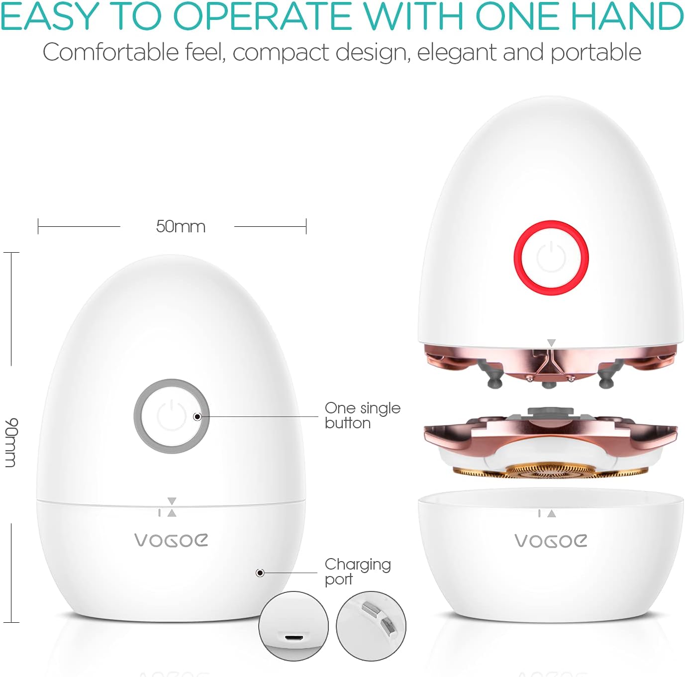 VOGOE Electric Shaver for Women, 3D Floating Blade Rotary Razor, ES300