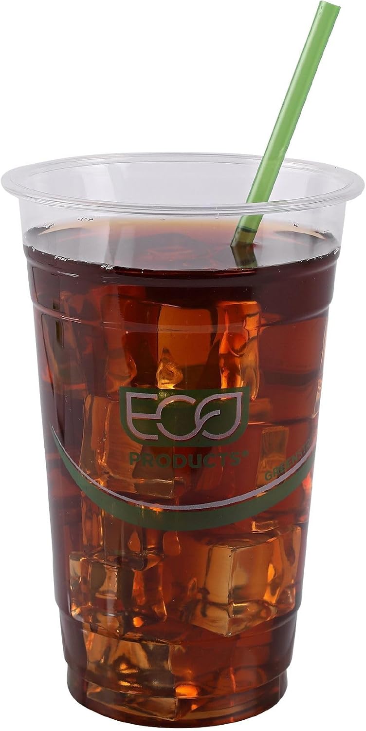 Eco-Products Compostable Paper Wrapped Plastic Straws, 7.75" Long, 5mm Diameter, Case of 9600, Green Disposable Plant Based PLA Plastic