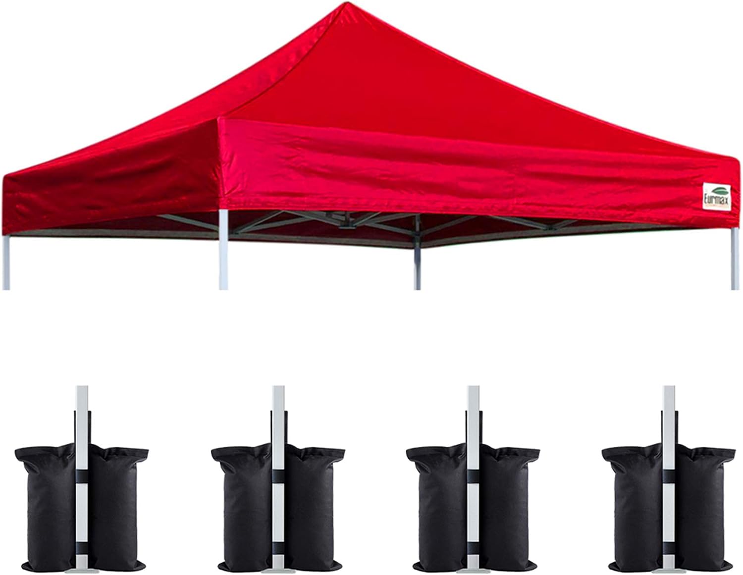 Eurmax USA 10x10 Pop Up Canopy Replacement Top,Universal Instant Canopy Cover ONLY,Heavy Duty UPF 50+ UV Protection,Water & Wind Resistant Tarp,30+ Colors Available,Bonus 4 Sand Bags (White)