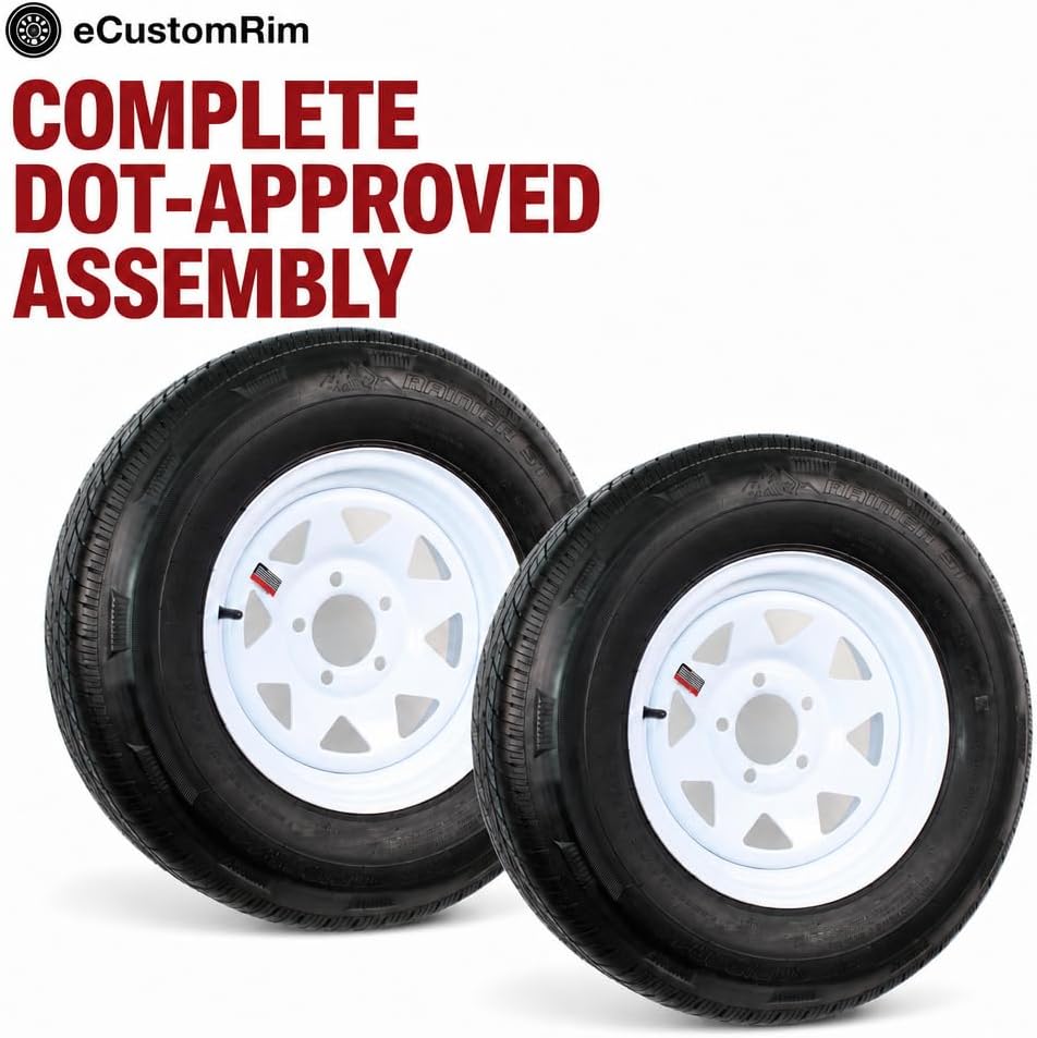 eCustomrim 2-Pack Radial Trailer Tire Rim Assembly ST205/75R14 5 Lug Load D