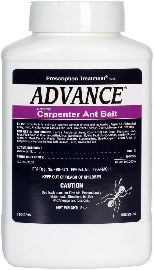 BASF Advance Carpenter Ant Bait Granules, Ready to Use Indoor or Outdoor, Attracts, Kills and Controls Ants, 8 oz