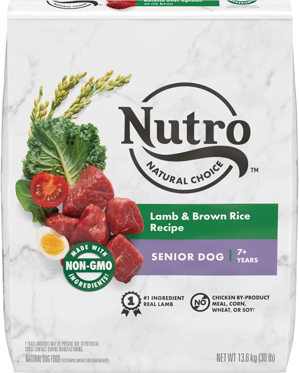 Nutro Natural Choice Senior Dry Dog Food, Chicken & Brown Rice, 30 lb | Non-GMO, Real chicken #1 ingredient, no corn, wheat, soy, supports bones, digestion & immunity, dental health & skin/coat