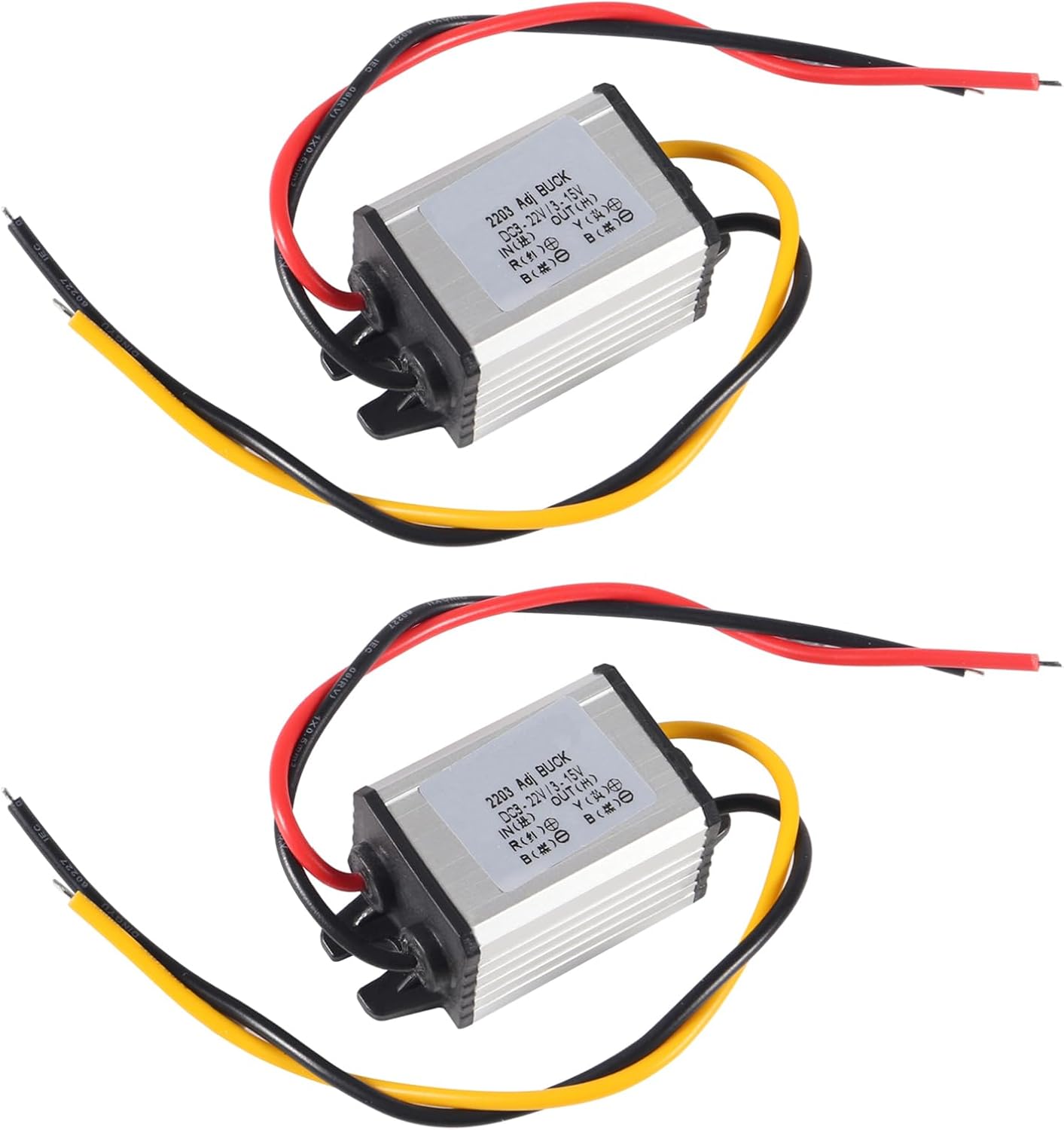 2PCS DC Buck Converter Voltage Regulator DC 8-22V to 3-15V 5V 12V 3A Step-Down Module Waterproof Car Power Converter Compatible with Led Light Car