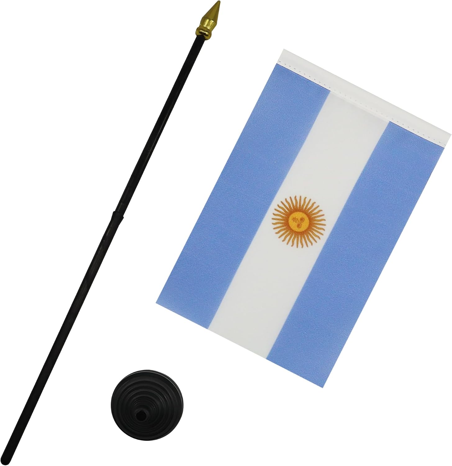 AZ FLAG Nicaragua Table Flag 4x6 in 100D Polyester Plastic Base | Indoor use Nicaraguan 15x10 cm desk flag stitched finish with reinforced edges with plastic pole and gold finial