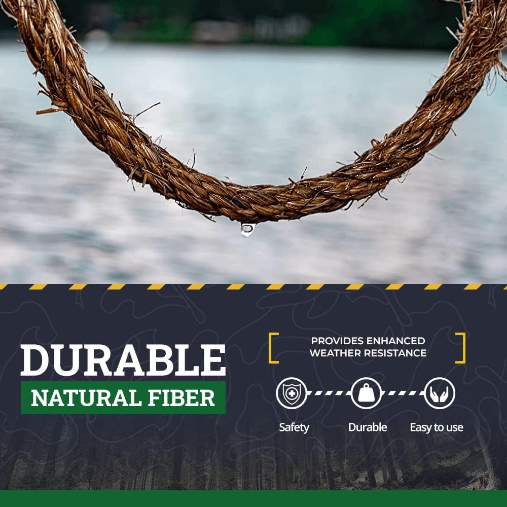 Twisted Manila Rope, Natural 3-Strand Fiber Rope for Landscaping, Decor, Railings, DIY Projects & Utility Use, Rustic for Indoor & Outdoor Applications - 1 in x 25 ft