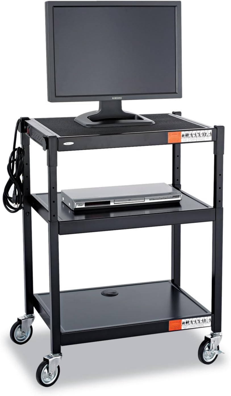 Safco Products Height Cart in Black Finish 8932BL 27.25 by 18.25 by 28.5 to 36.5-Inch