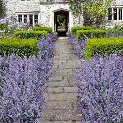 GTIDEA 4pcs Artificial Lavender Flowers Faux Purple Flocked Plastic Flowers | Artificial Flowers for Home Wedding Kitchen Garden Patio Window Box Office Table Centerpieces Indoor Outdoor Décor