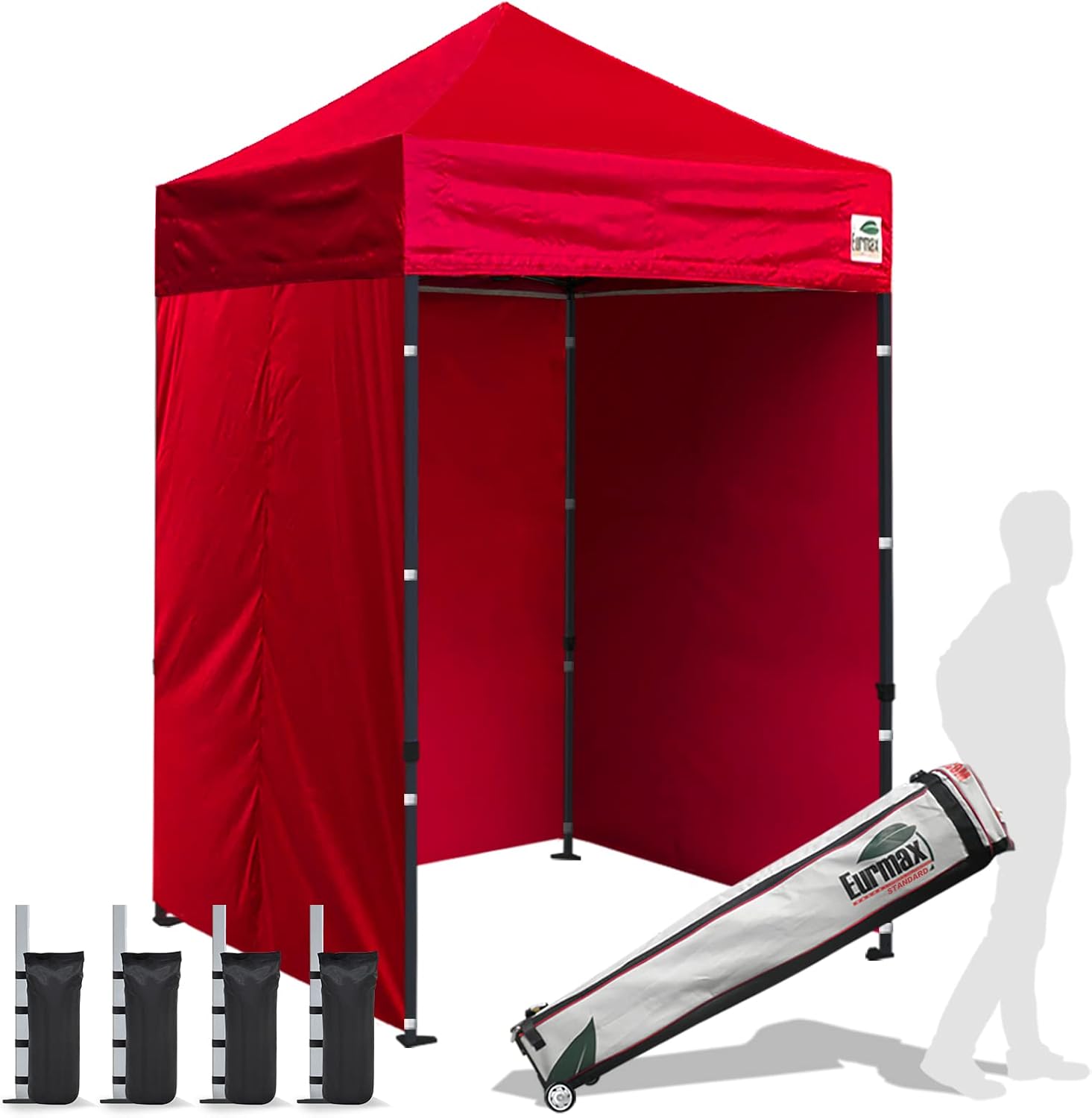 Eurmax USA 10x10 Pop Up Canopy Tent,Commercial Tent with Patented No-Tip Rolling Bag,4 Zippered Removable Walls,UV & Water Resistant Canopy Top,Heavy Duty Outdoor Gazebo,Instant Shelter(White)