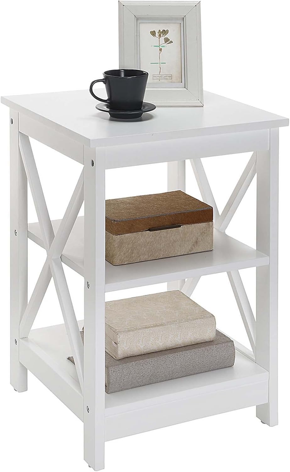 Convenience Concepts Oxford End Table 15.75" - Modern Living Room Table with Storage Shelves, Transitional Nightstand Side Table for Home Decor and Display, Espresso