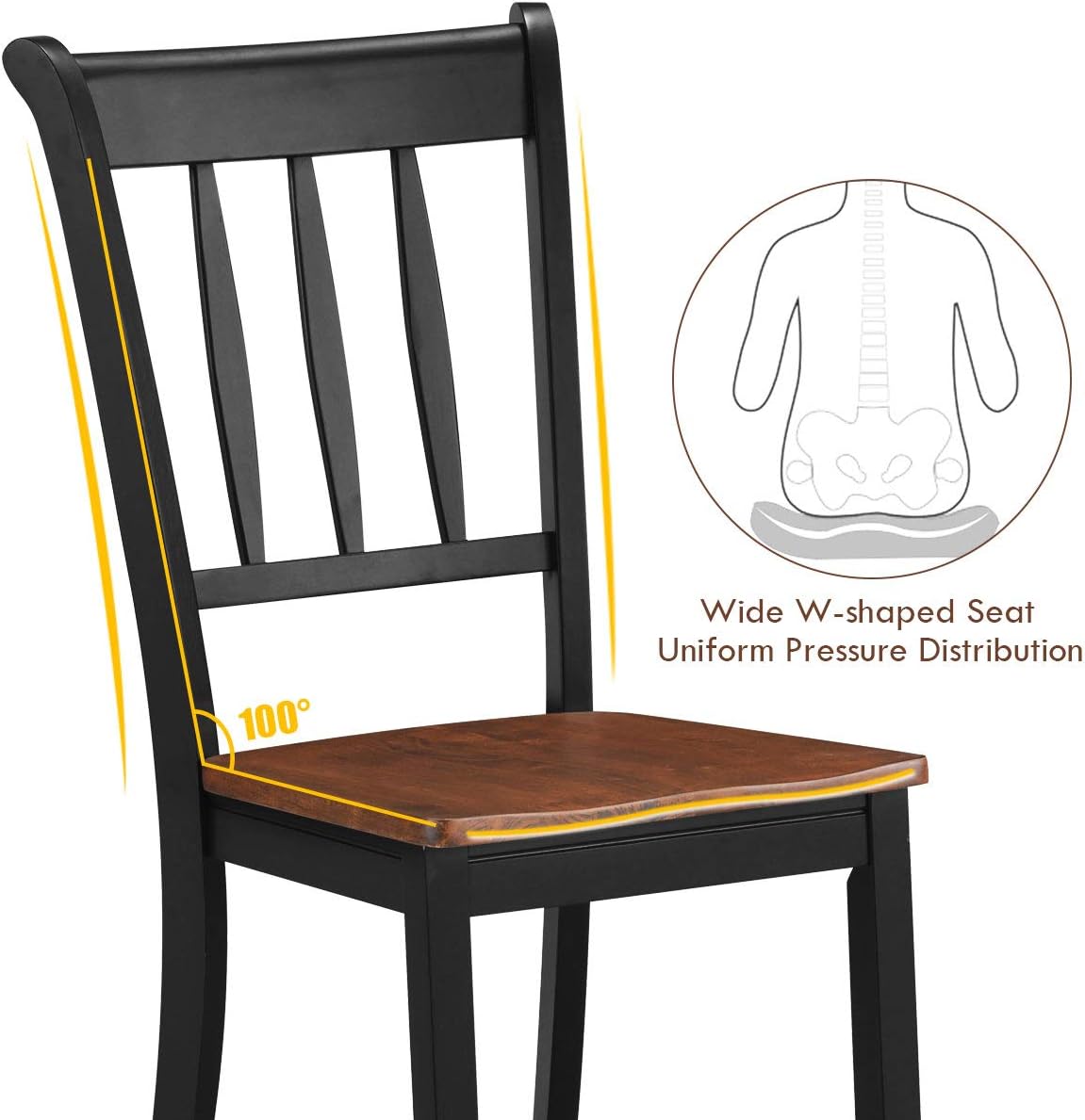 GIANTEX Wood Dining Chairs Set of 2, Armless Kitchen Chairs