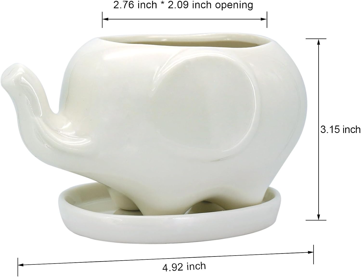GeLive White Cow Succulent Pot, Small Ceramic Animal Planter with Drainage Hole & Saucer for Cactus, Mini Air Plants, Pencil Holder Brush Organizer, Indoor Home Office Desk Decor, Funny Gift