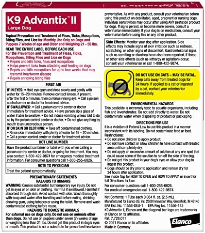 K9 Advantix II Large Dog Vet-Recommended Flea, Tick & Mosquito Treatment & Prevention | Dogs 21 - 55 lbs. | 4-Mo Supply