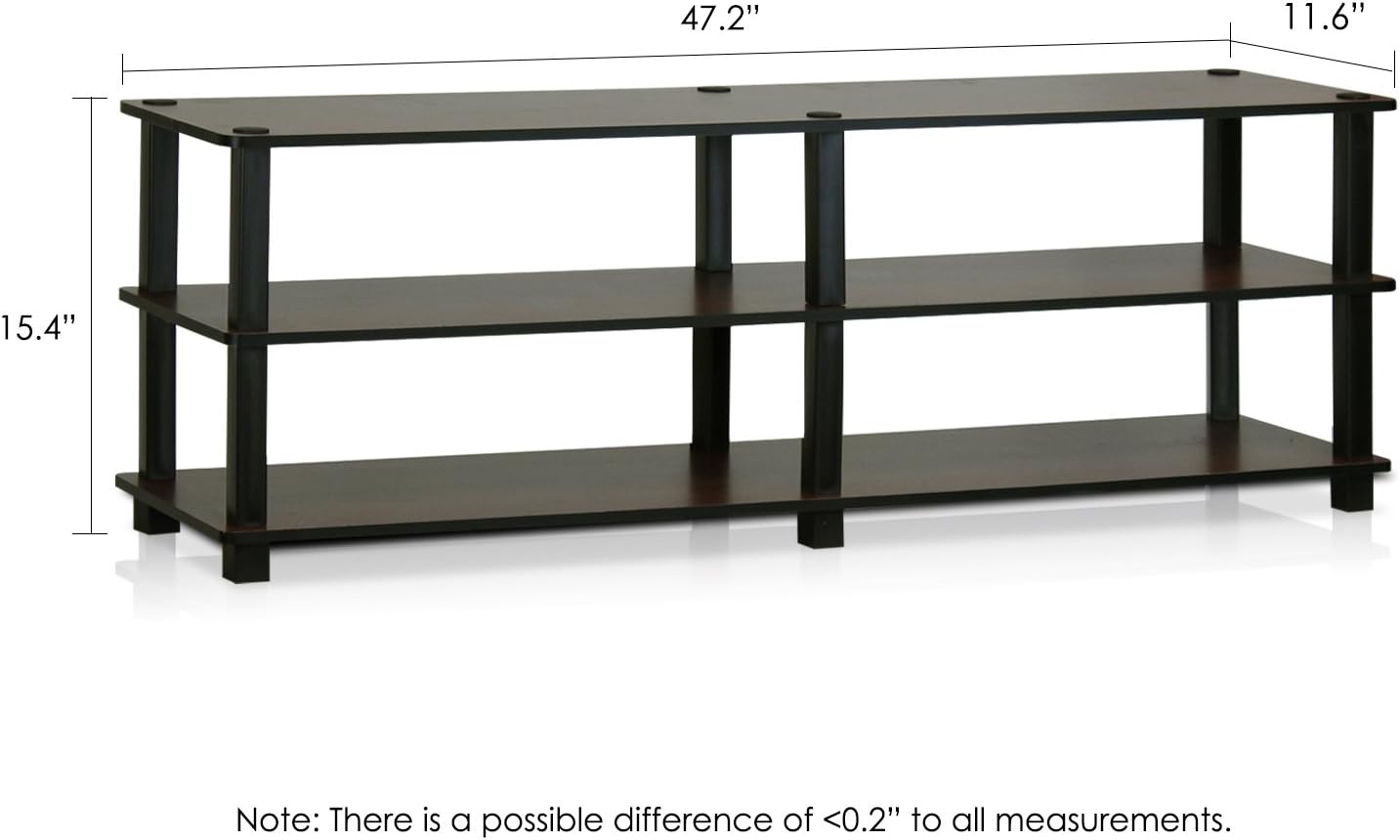 Furinno Turn-S-Tube No Tools 3-Tier Entertainment TV Stands, Dark Cherry and Black