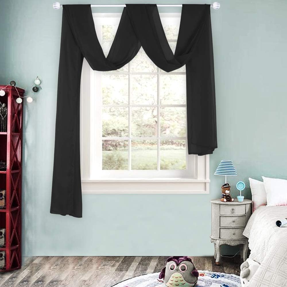 HUTO Light Pink Sheer Window Scarf Valances for Girls Room Sheer Soft Voile Curtain Scarves for Wedding Party 216 Extra Long