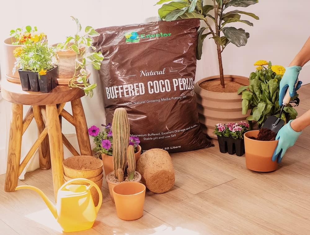 Envelor Organic Coco Coir Brick 10 Lbs. Coir Block Coconut Fiber Growing Medium Potting Soil Mix Coco Peat Media Coir Pith Indoor Outdoor Planters Vegetable Garden Beds
