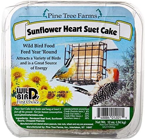 Pine Tree Farms 1201 Sunflower Heart Suet Cake, 12-Ounce