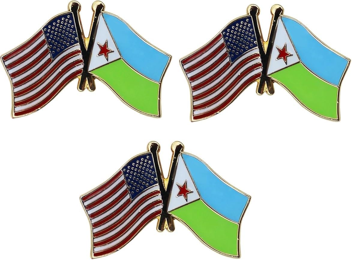 3 National Country Flag Crossed Enamel Flag Pins Pack of 3 Friendship Double Flags