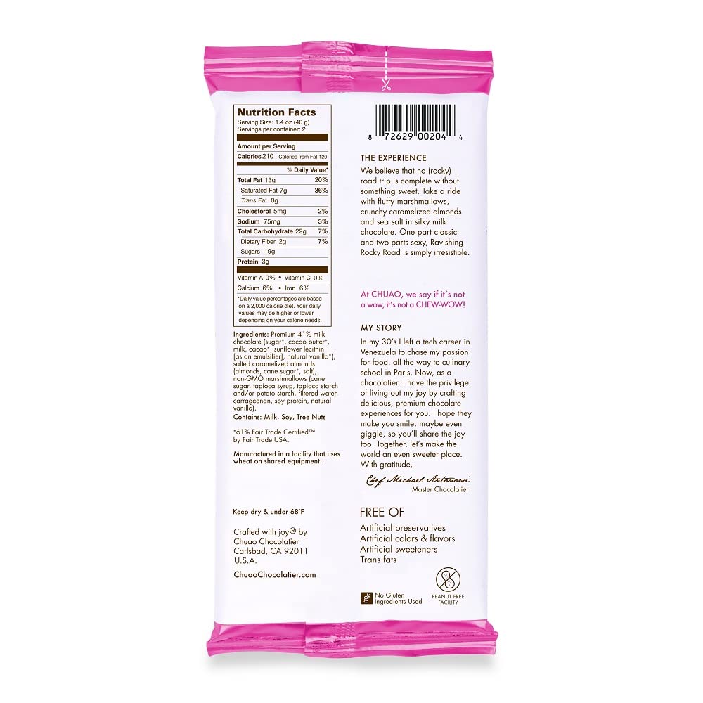 Chuao Chocolatier Ravishing Rocky Road Milk Chocolate Bars | Gourmet Almond Vegan Marshmallows Artisan No Preservatives | 10 Pack (2.8 oz each)