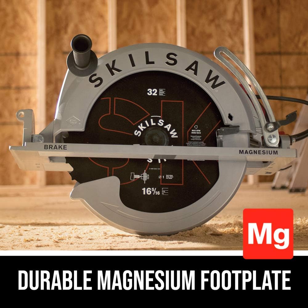 SKIL 16-5/16 In. Magnesium Worm Drive Skilsaw Circular Saw - SPT70V-11 | Cuts thick stock in one pass, square-cut footplate, brass gearing