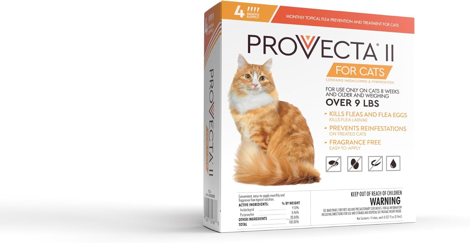 PROVECTA® II for Large Cats (Over 9 lbs) Flea Topical Treatment, 4-Month Supply