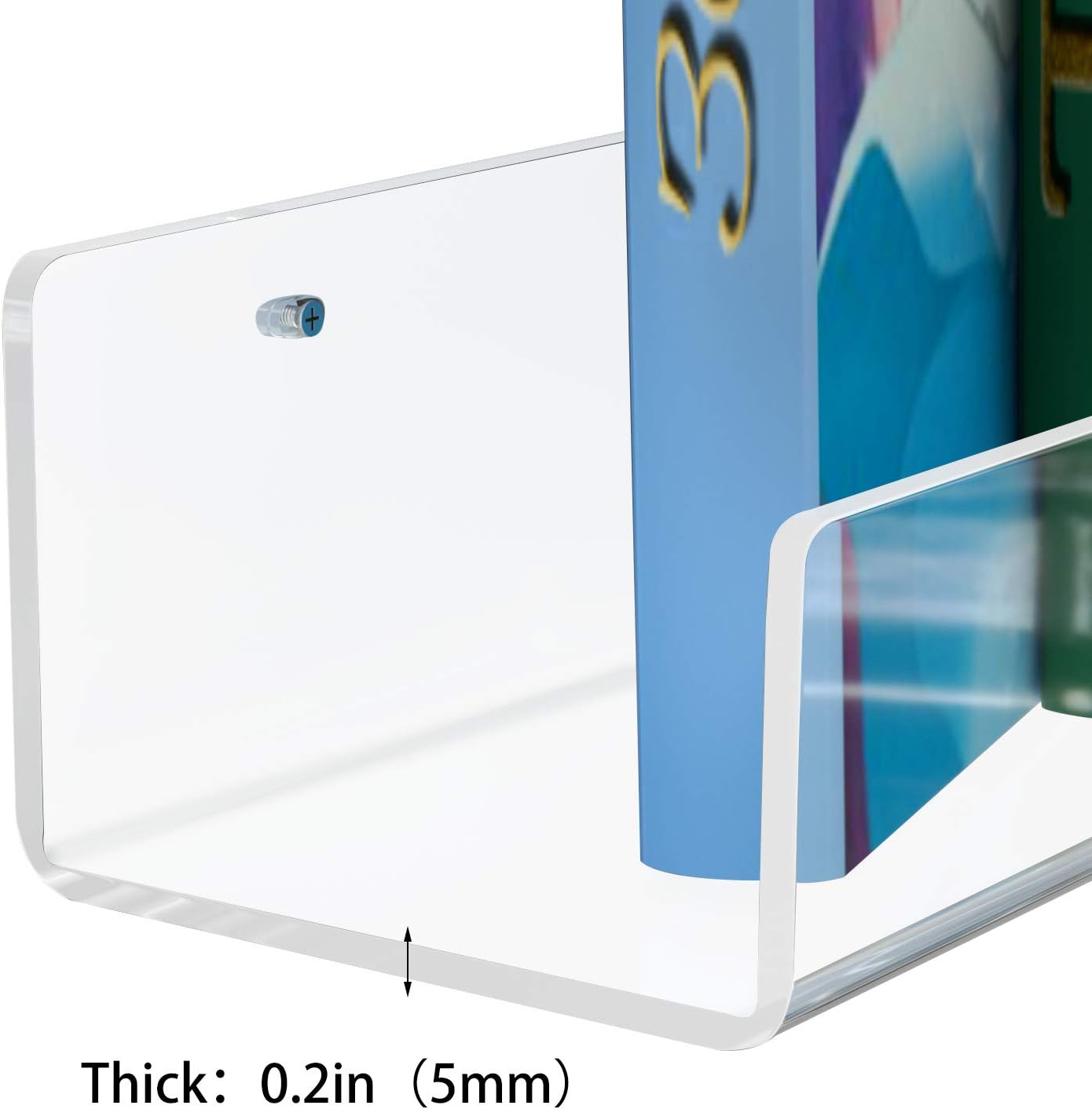 NIUBEE 24”Acrylic Floating Bookshelves for Kids Wall Shelves 2 Packs | Premium Acrylic 50% Thicker with Screwdriver Clear Bathroom Extra-Large Storage Shelves Display Organizer