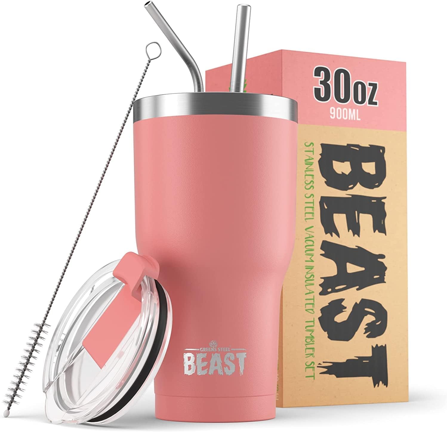 Beast 30 oz Tumbler Stainless Steel Vacuum Insulated Coffee Ice Cup Double Wall Travel Flask (Cupcake Pink)