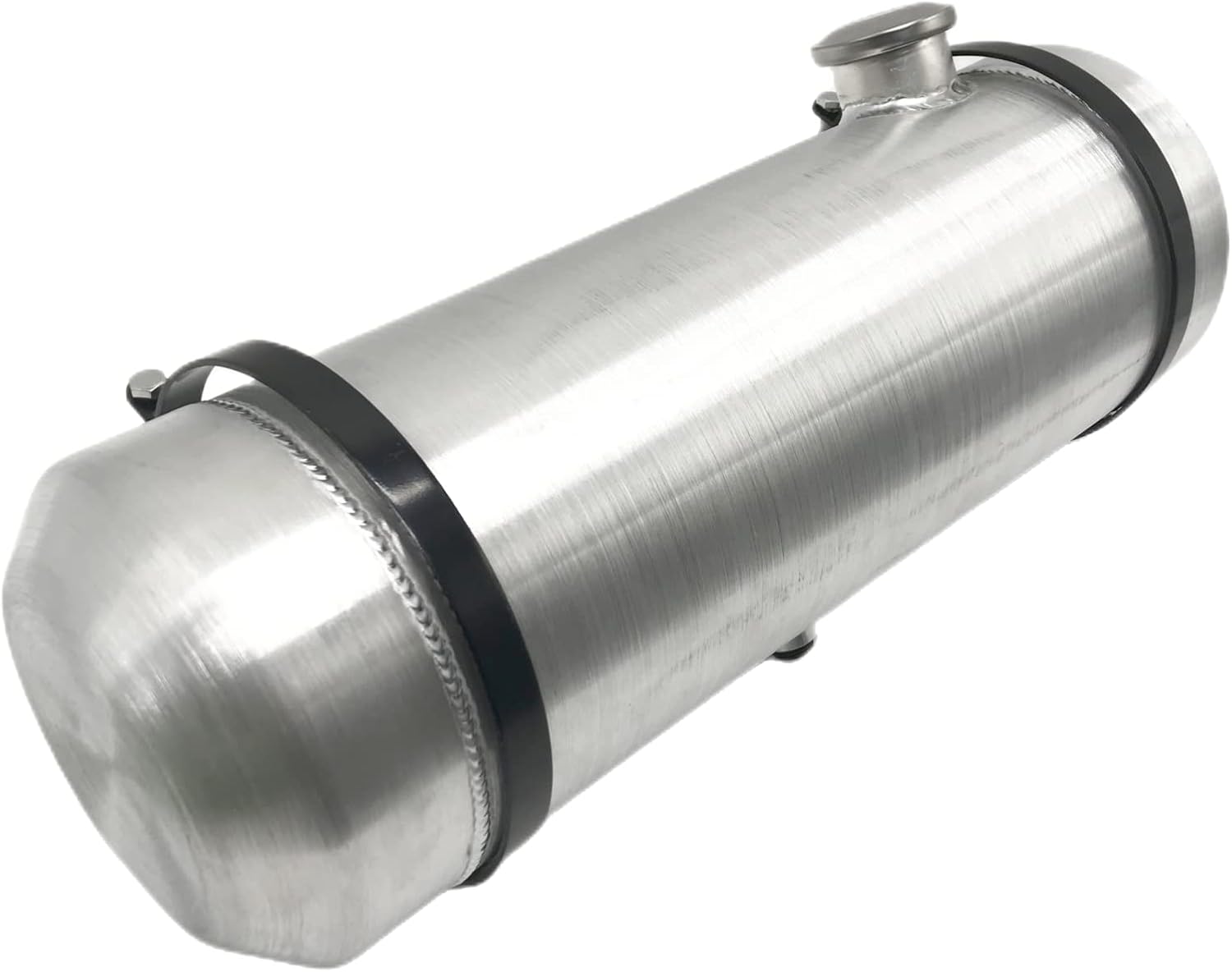 JSD 5 Gallons 8”x24“ Aluminum Spun Round Fuel Gas Tank Cell Fuel Tank with Bracket End Fill 1/4" NPT Outlet