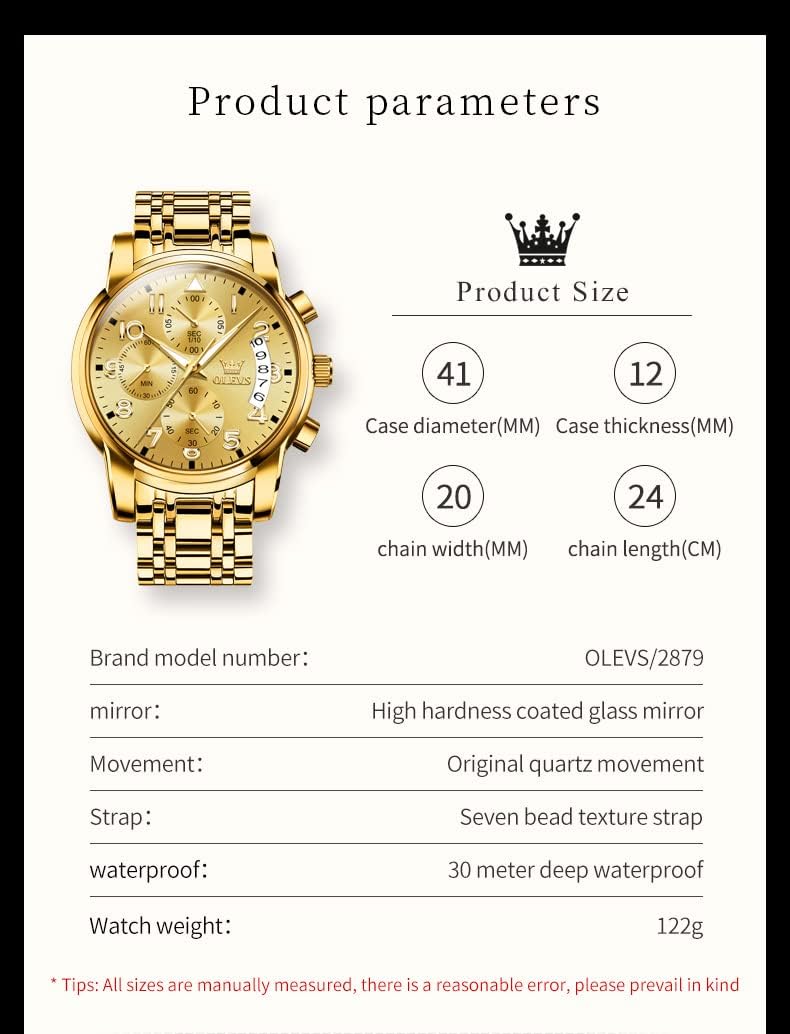 OLEVS Watch Men Luxury Dress Stainless Steel Date Analog Watch Waterproof
