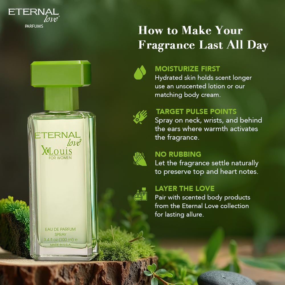Eternal Love for Women - Long Lasting Eau de Parfum Spray - Premium Floral Fragrance with Peach & Sandalwood - Soft Feminine Scent - 3.4oz