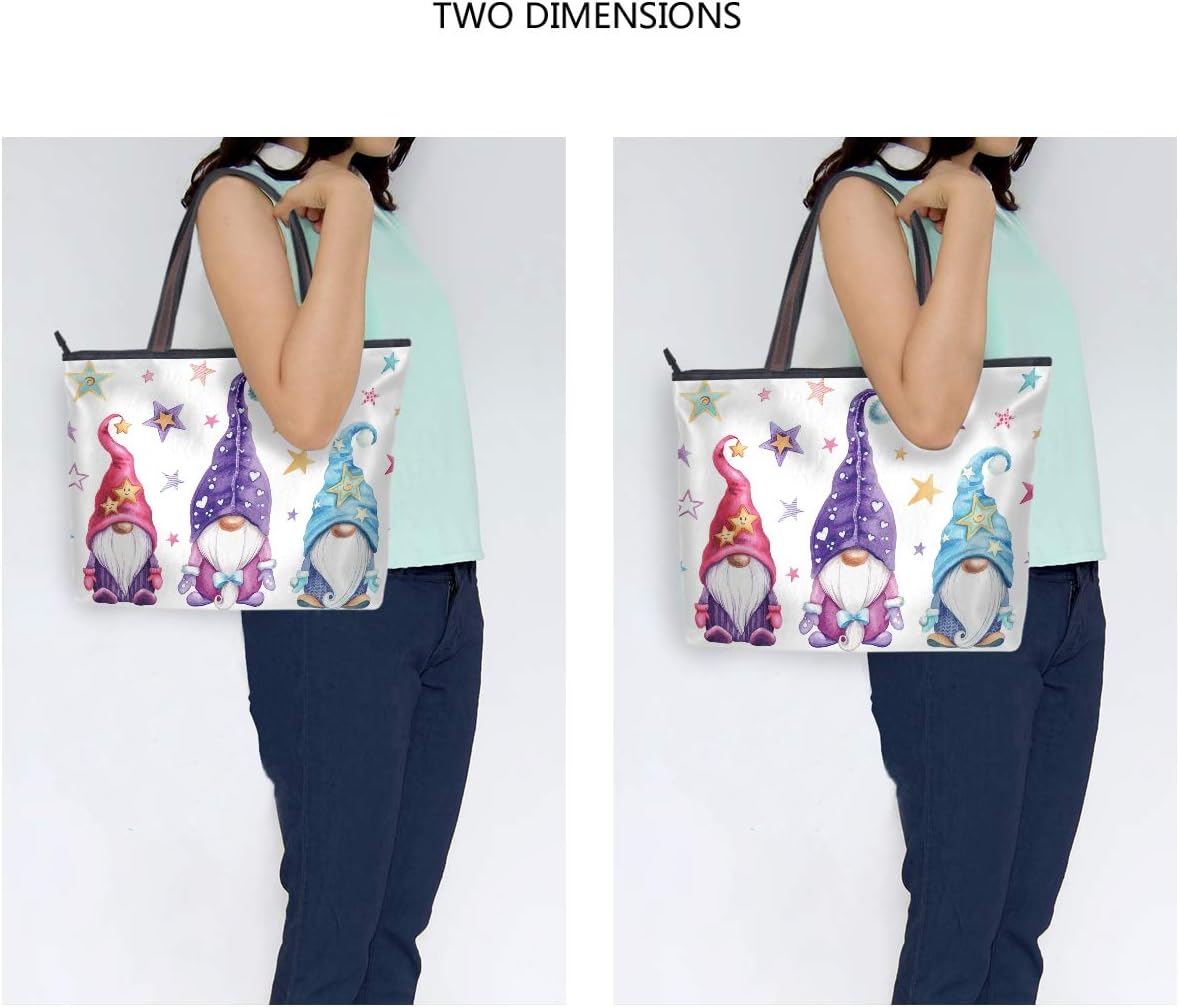 Watercolor Magic Gnomes Stars Handbags and Purse for Women Tote Bag Large Capacity Top Handle Shopper Shoulder Bag