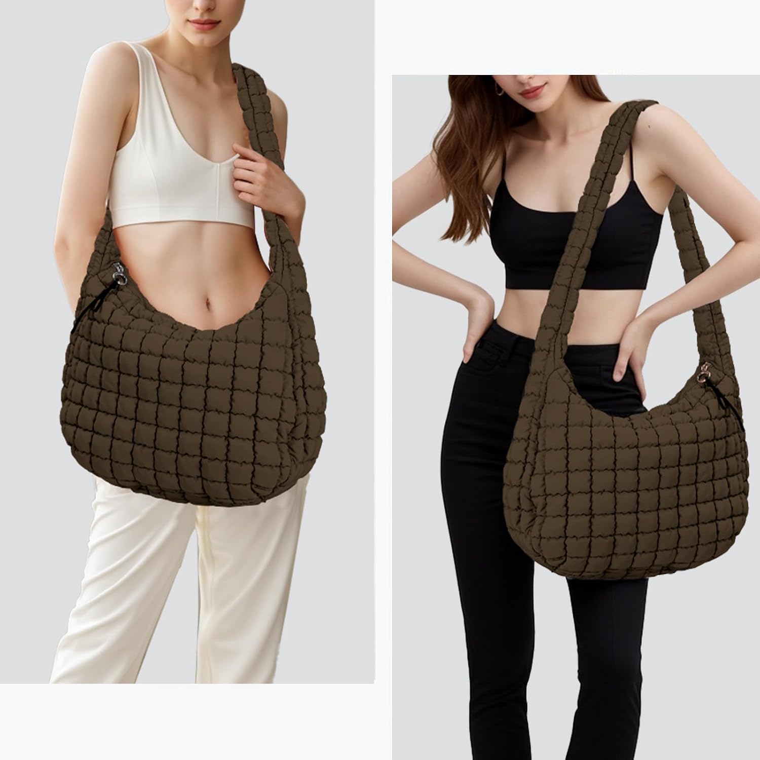 Puffer Tote Bag for Women Large Quilted Puffy Lightweight Carryall Crossbody Tote Bag for Women