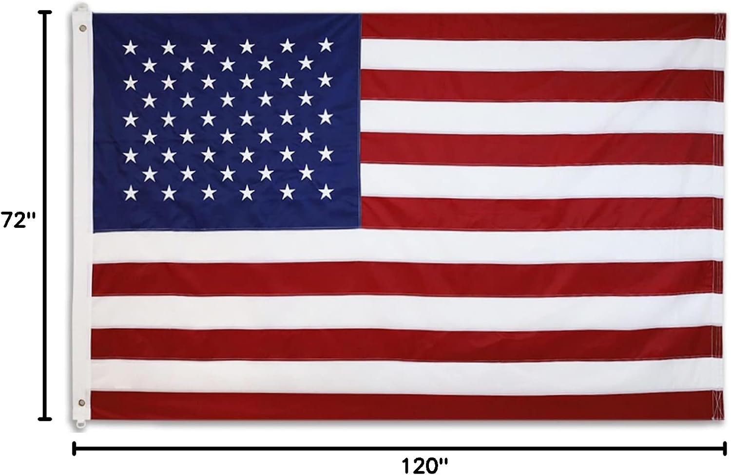 Grace Alley American Flag: 5x8 FT US Flag - 100% Made In USA - Embroidered Stars and Sewn Stripes and Brass Grommets