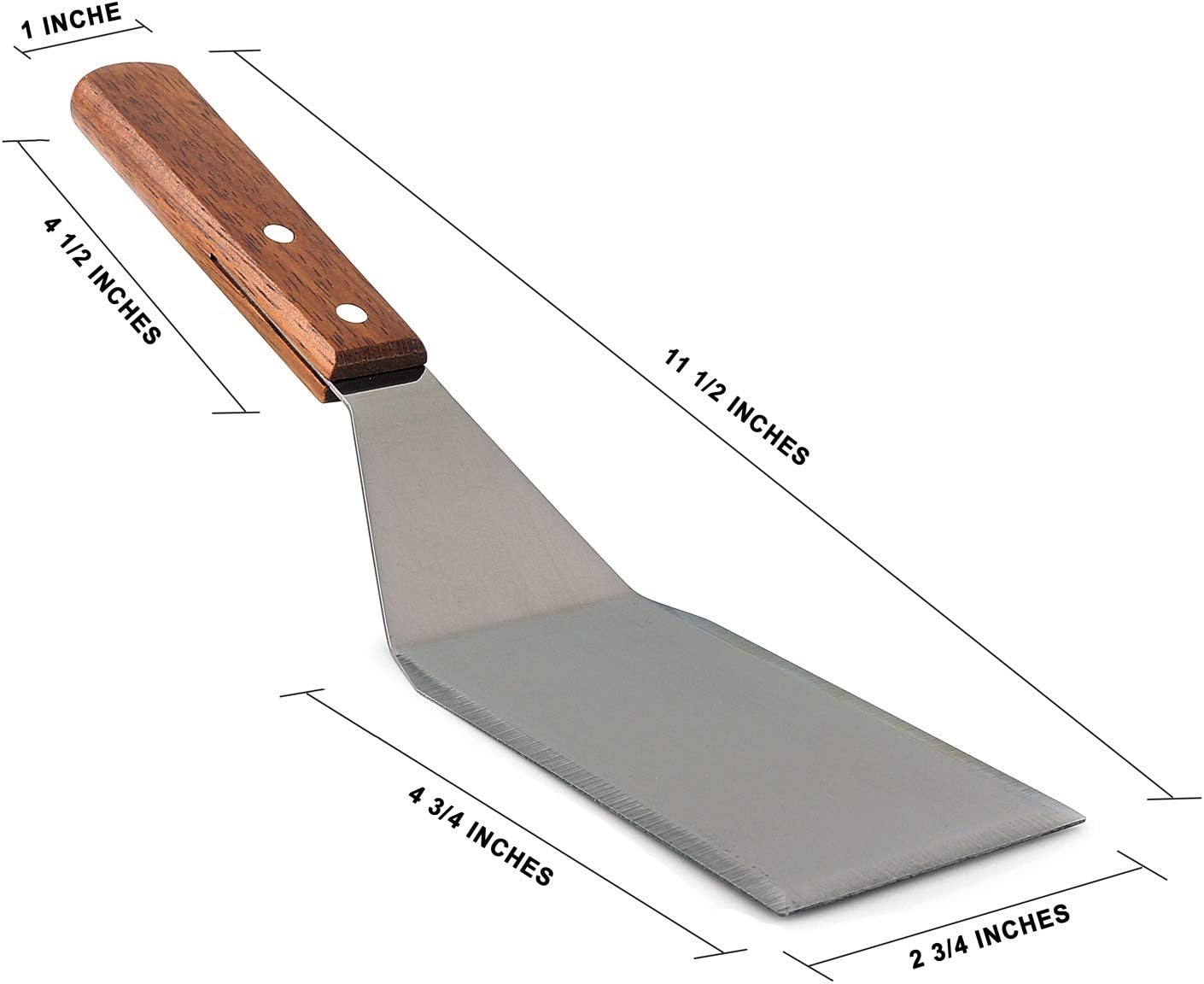 Homi styles Cookie/Brownie Spatula Small Metal Spatula With Merbau Wooden Handle | Heavy Duty Stainless Steel Flipper With Beveled Edges | Small