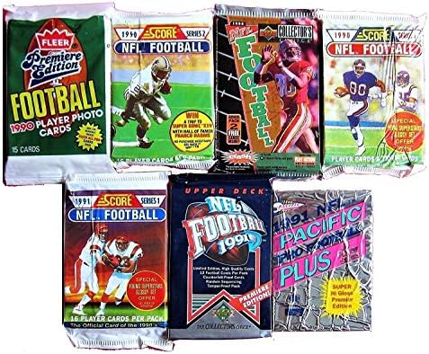 DREAM LOT OF OLD UNOPENED FOOTBALL CARDS IN PACKS 60 Cards in Packs from the Late 80s and Early 90s