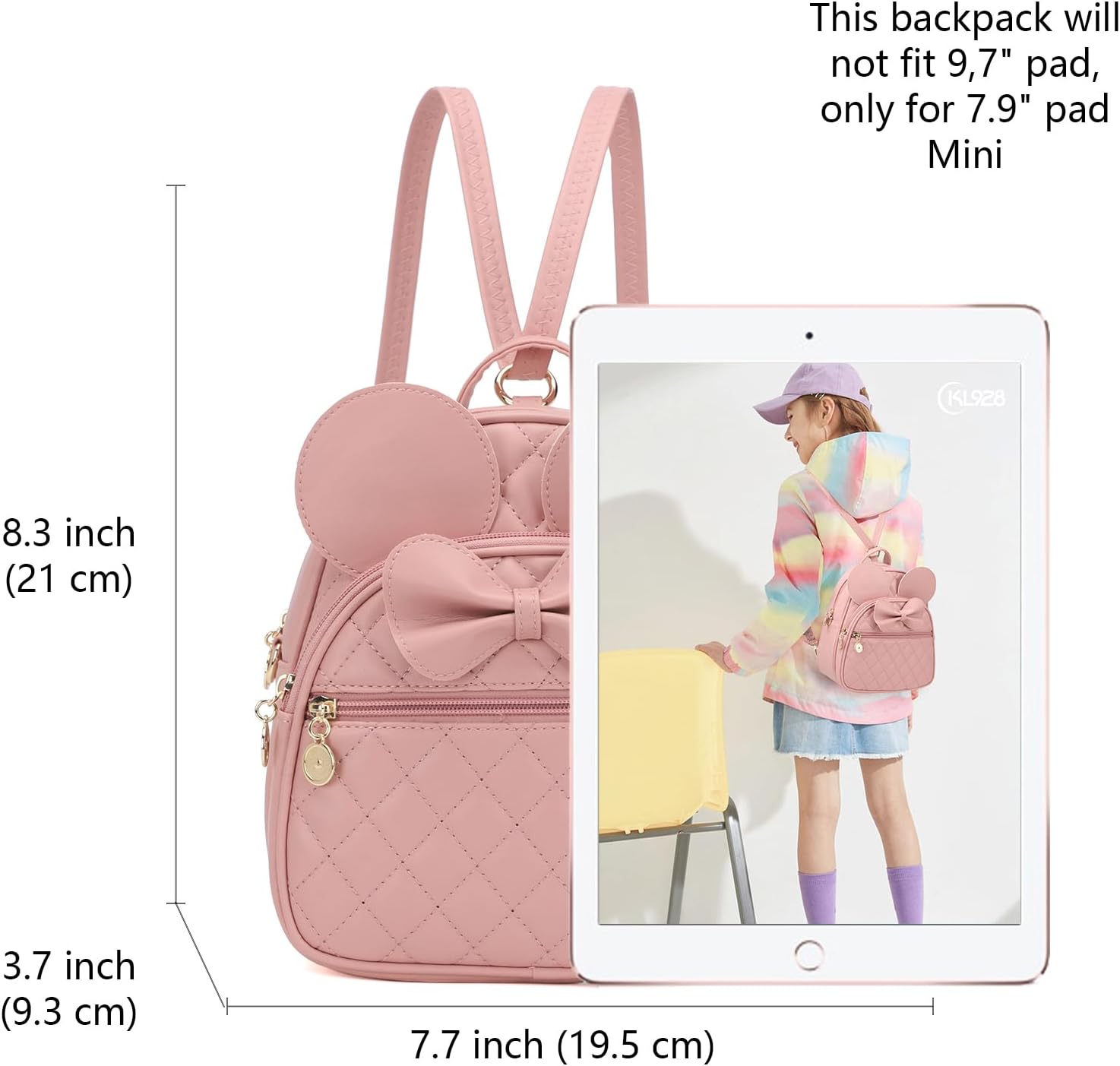 KL928 Girls Mini Backpack Bowknot Polka Dot Cute Small Daypacks Convertible Shoulder Bag Purse for Women