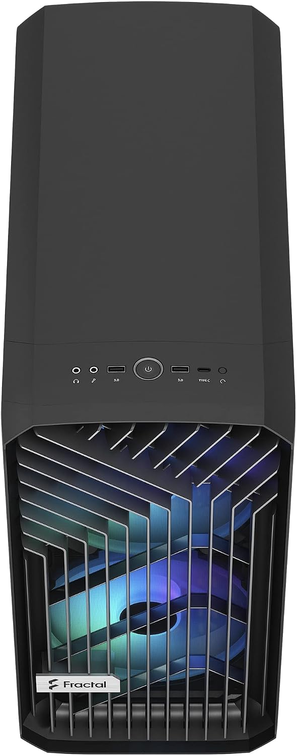Fractal Design Torrent Compact RGB Black - Light Tint Tempered Glass Side Panels - Open Grille for Maximum air Intake - Two 180mm RGB PWM Fans