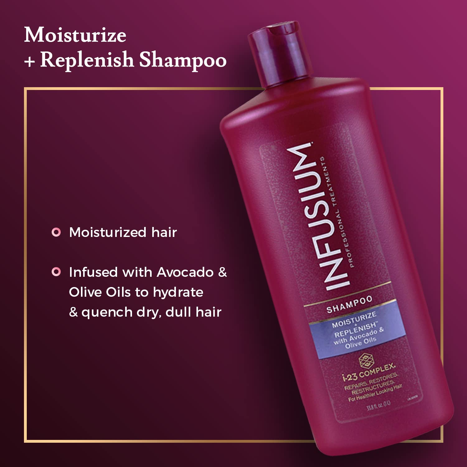 Infusium Repair and Replenish Nourishing Shampoo - Hydrating and Clarifying Shampoo for Build Up - Ceramides, Keratin, and Argan Oil - 13.5 oz