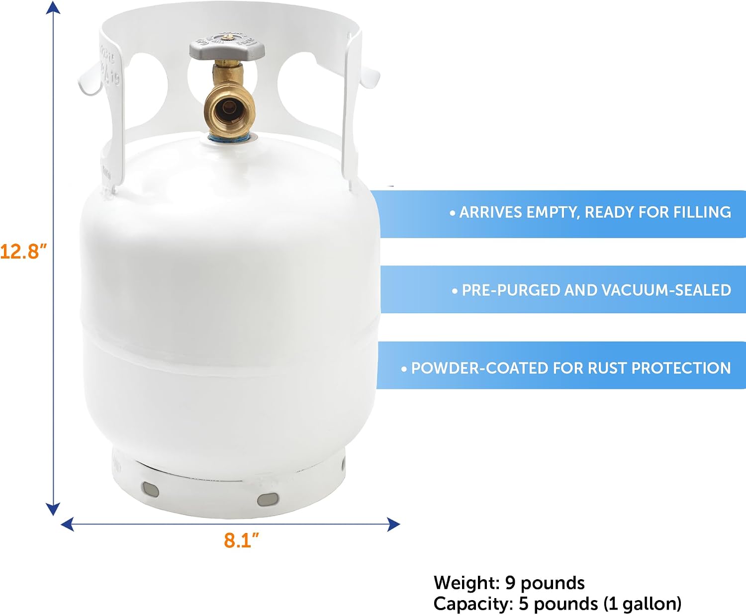 FLAME KING YSN5LB 5 Pound Propane Tank Cylinder, Great For Portable Grills, Fire Pits, Heaters And Overlanding, White | camping-hammocks