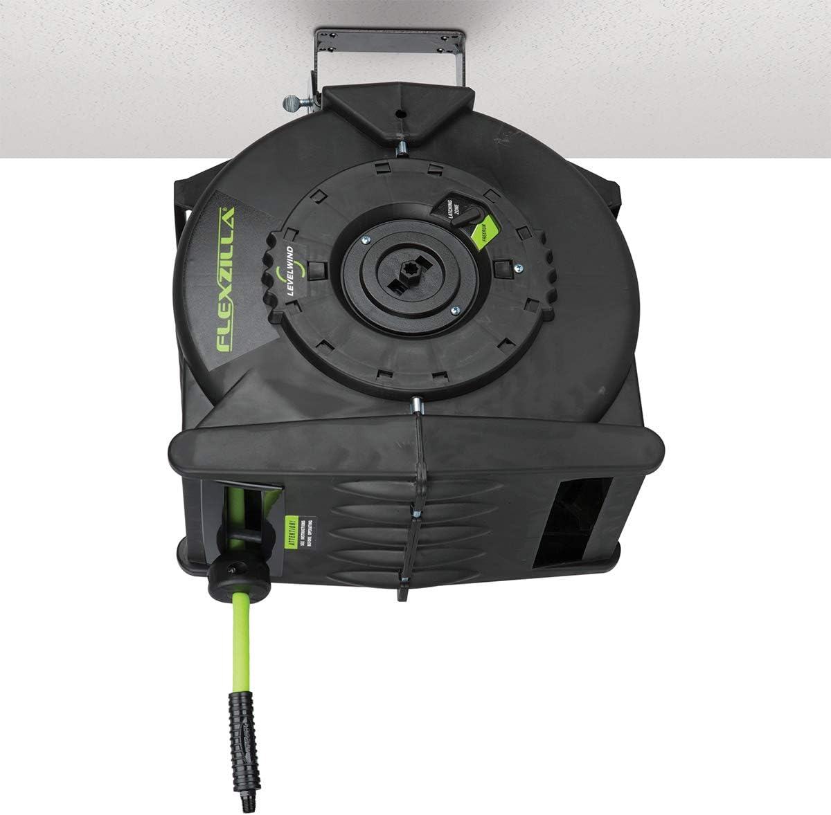 Flexzilla Levelwind Retractable Air Hose Reel, 3/8 in. x 75 ft., Heavy Duty, Lightweight, Hybrid, ZillaGreen - L8306FZ