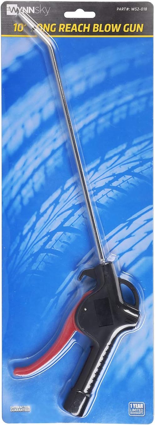 Pistol Grip Air Blow Gun with 10 Inch Extended Angled Safety Tip Nozzle Pneumatic Air Compressor Accessories Clean Up Tool Duster 90 Max PSI