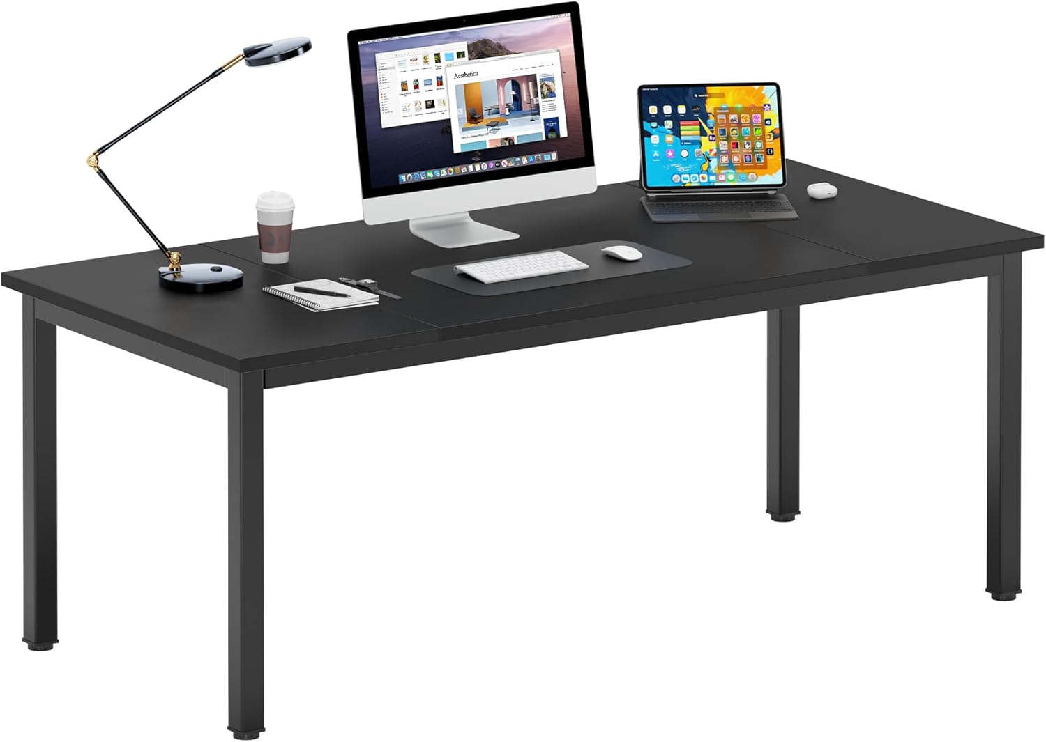 DlandHome 47 inches Medium Computer Desk for Bedroom, Retro