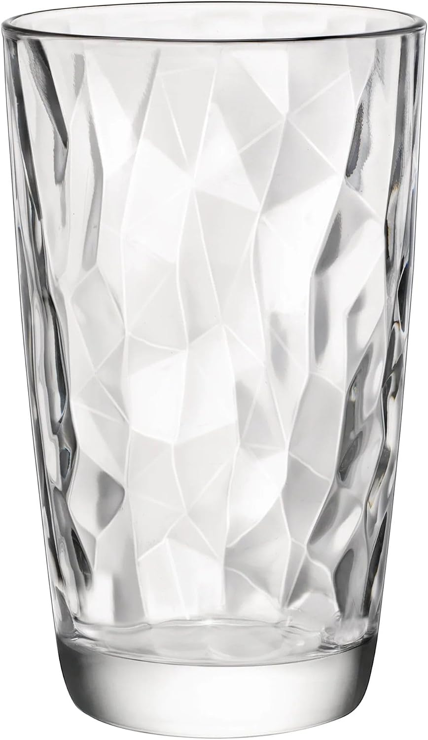 Bormioli Rocco Diamond Cooler Glasses, Ocean Blue, 16 oz, Set of 6