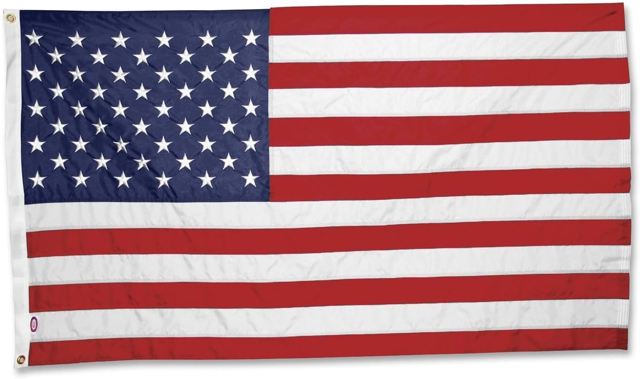 America’s Flag Company - American Flag 5x8 FT – Heavy Duty Nylon Outdoor US Flag – Embroidered Stars, Sewn Stripes, Brass Grommets - Made in USA - by Valley Forge Flag