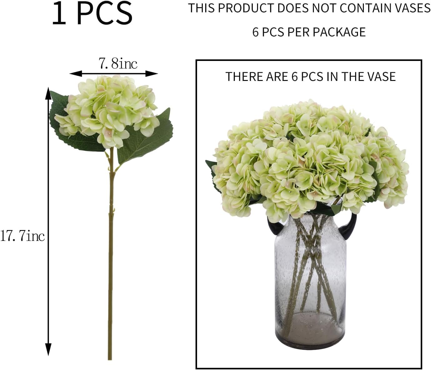 Kimura's Cabin 6pcs Silk Hydrangeas Artificial Flowers,Deep Lake Blue