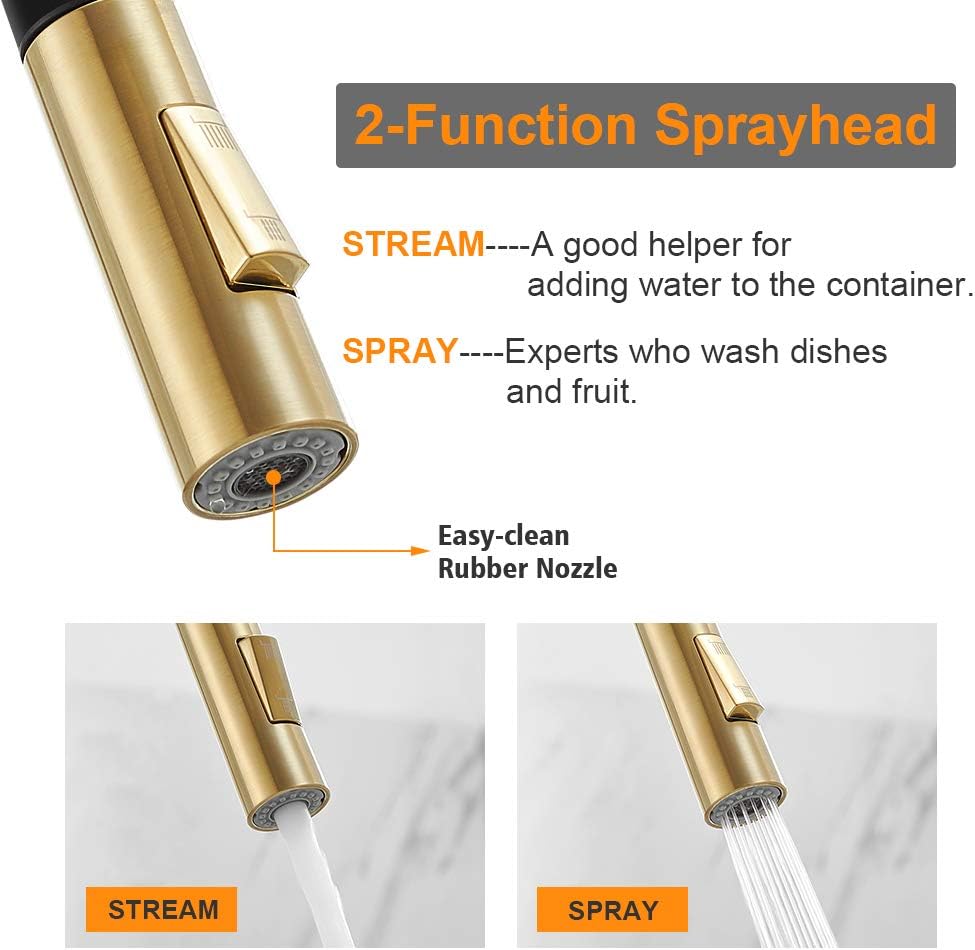 Hoimpro Kitchen Sink Faucet with Pull Out Sprayer, Rv Kitchen Faucet Pull Down Sprayer