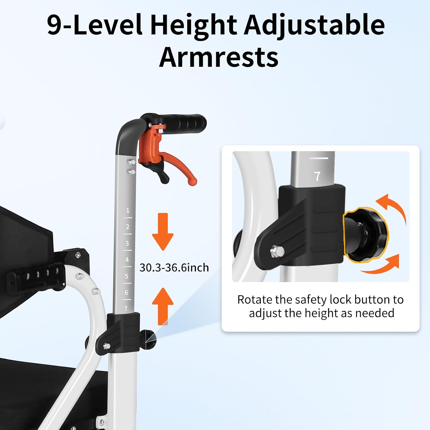 Nihhcune 4 in 1 Rollator Walker Transport Wheelchair Combo - No Assembly | 20lb Lightweight Mobility Rolling Walker with Seat for Seniors, Foldable Travel Chair, 8" All-Terrain Wheels, Supports 300lbs