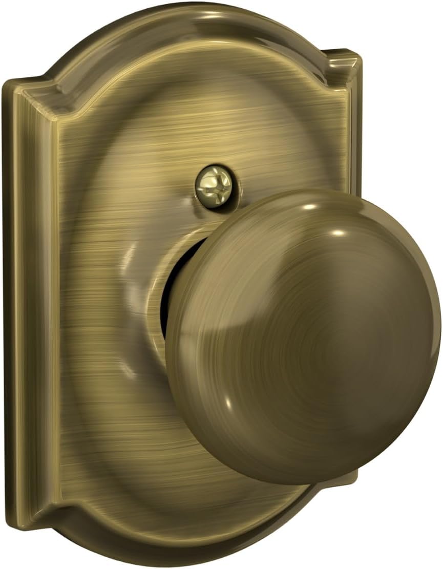 Schlage Plymouth Bed/Bath Privacy Door Knob with Lock, Satin Nickel | Interior bedroom or bathroom door knob with push button lock, Easy to install, Certified durability, Universal fit
